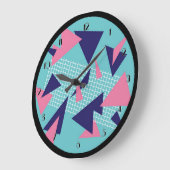 80のレトロ抽象芸術三角形パターンウォールクロック ラージ壁時計 (傾斜)