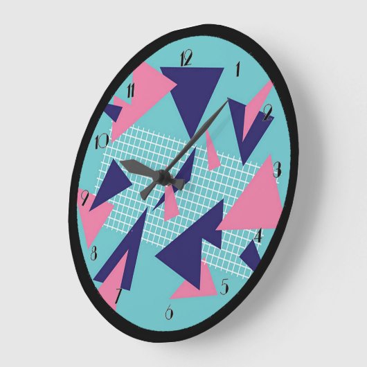 80のレトロ抽象芸術三角形パターンウォールクロック ラージ壁時計 (傾斜)
