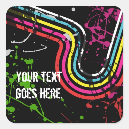 80のレトロ誕生日パーティーの好意ステッカー スクエアシール (正面)