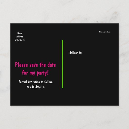 80のレトロ誕生日パーティー日付はがきを保存 案内ポストカード (裏面)