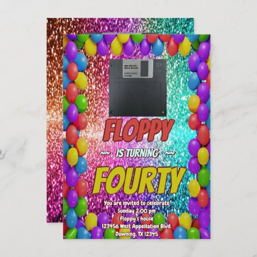 80のレトロ誕生日ミキステープ逆引きパーティー招待状 招待状 (正面/裏面)