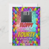 80のレトロ誕生日ミキステープ逆引きパーティー招待状 招待状 (正面)