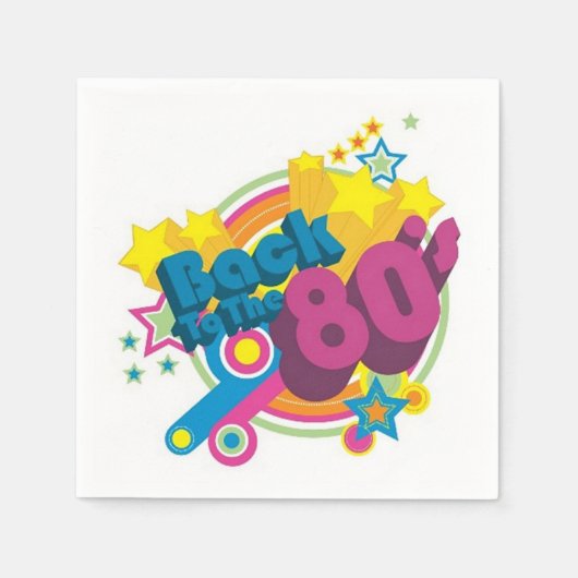 80のレトロ80のパーティーナプキンに戻る スタンダードカクテルナプキン (正面)
