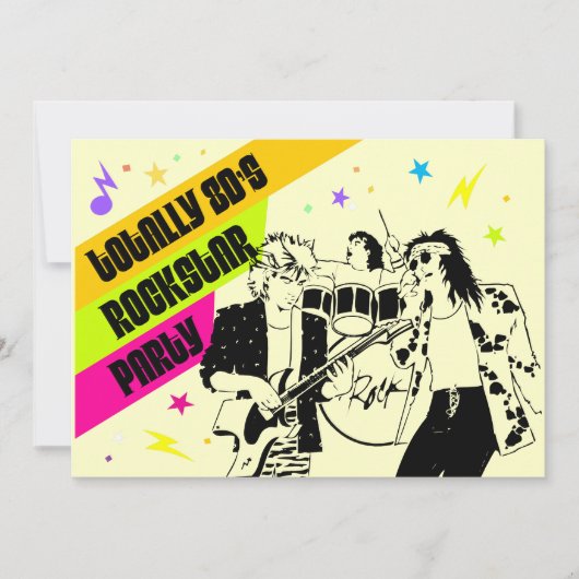 80のロックスターパーティの招待状 招待状 (正面)