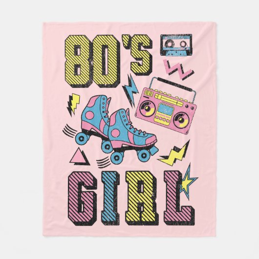 80の女の子 フリースブランケット (正面)