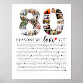 80の愛の理由 誕生日写真コラージュ ポスター (正面)