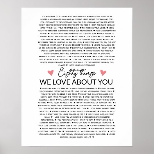 80の理由で愛してるよ お誕生日プレゼント彼用 ポスター (正面)