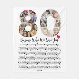 80の理由80th誕生日コラージュ フリースブランケット