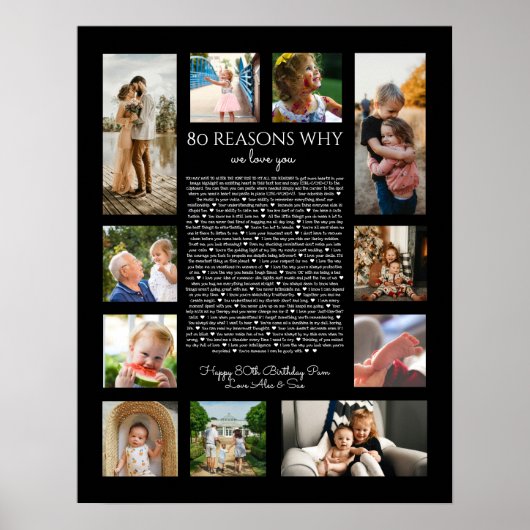 80の理由、あなたを愛してる 黒と白 ポスター (正面)