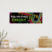 80の誕生日パーティーイベントレトロバナカラフルー ポスター (キッチン)