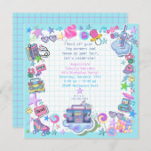 80の誕生日パーティーテーマレトロ 招待状 (正面/裏面)