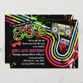 80の誕生日パーティーレトログランジイベントパーティー 招待状 (正面/裏面)