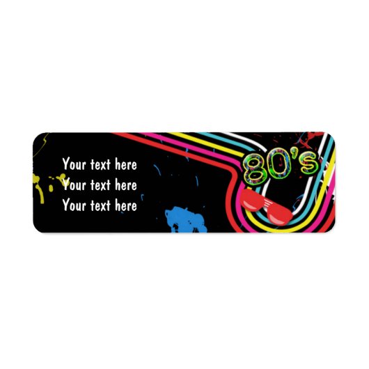 80の誕生日パーティーレトロ差出人住所ラベル ラベル (正面)