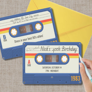 80の誕生日パーティー、カセットテープカスタム詳細 招待状