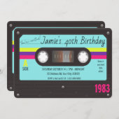 80の誕生日パーティー、レトロカセットテープ 招待状 (正面/裏面)