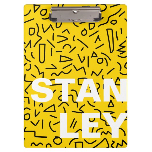80の黄色と黒の形状と正方形 クリップボード (正面)