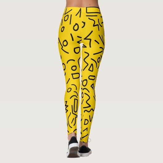 80の黄色と黒の形状と正方形 レギンス (裏面)