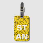 80の黄色と黒の形状と角の名前 ラゲッジタグ (正面縦)