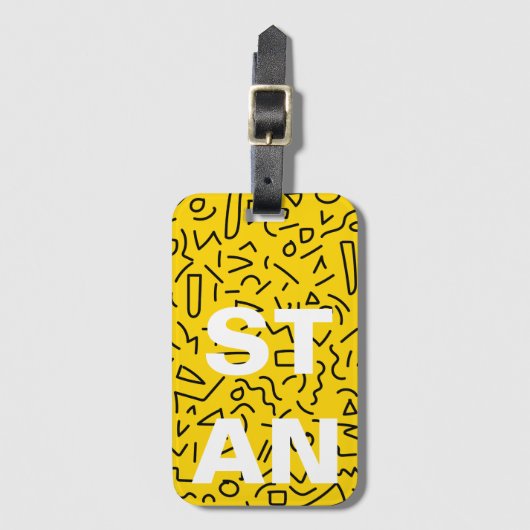 80の黄色と黒の形状と角の名前 ラゲッジタグ (正面縦)