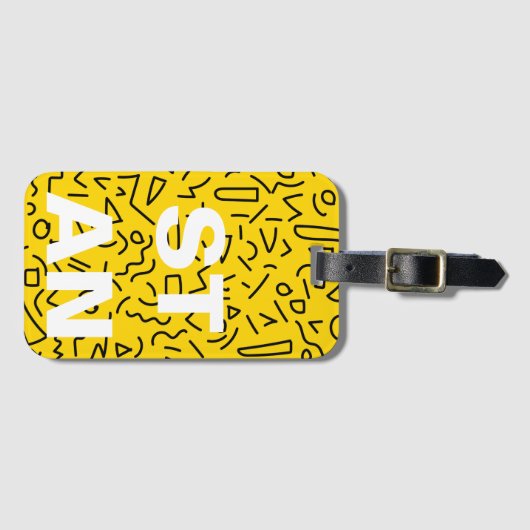 80の黄色と黒の形状と角の名前 ラゲッジタグ (正面横)