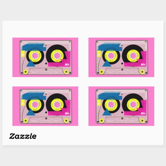 80のMixテープ 長方形シール (シート)