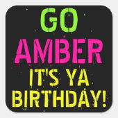 80はっきりした年代/90年代のネオンカラーファンキーレトロ スクエアシール (正面)