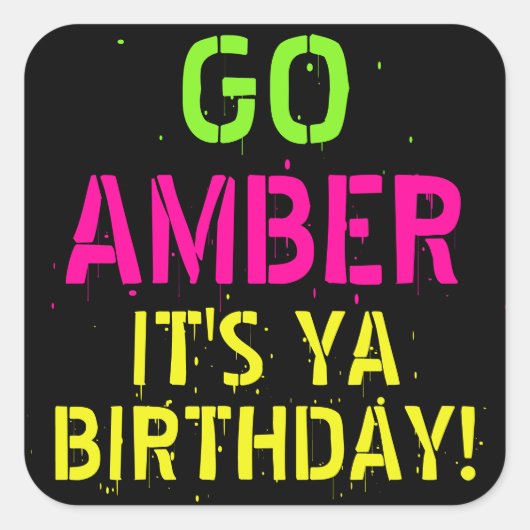 80はっきりした年代/90年代のネオンカラーファンキーレトロ スクエアシール (正面)