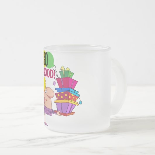 80はよい誕生日のTシャツおよびギフトです フロストグラスマグカップ (正面右)