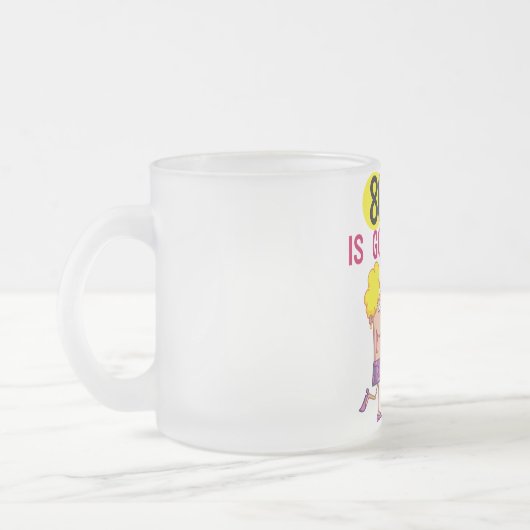 80はよい誕生日のTシャツおよびギフトです フロストグラスマグカップ (左)