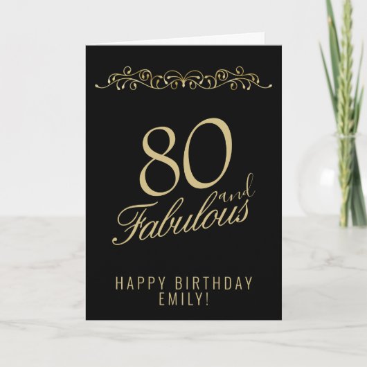 80エレガントと素晴らしいオーナメント80誕生日 カード (正面)