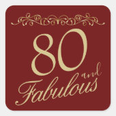 80エレガントと素晴らしいオーナメント80誕生日 スクエアシール (正面)