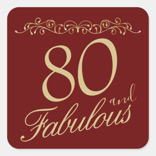 80エレガントと素晴らしいオーナメント80誕生日 スクエアシール (正面)