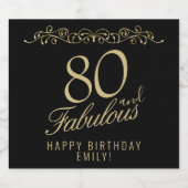 80エレガントと素晴らしいオーナメント80誕生日 スパークリングワインラベル (シングルラベル)