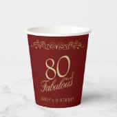 80エレガントと素晴らしいオーナメント80誕生日 紙コップ (正面)