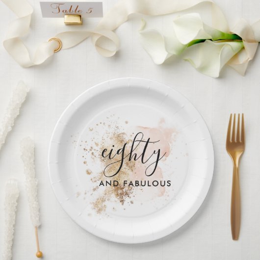 80エレガント歳と素晴らしい女性80誕生日 ペーパープレート (ウェディング)