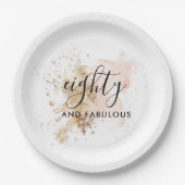 80エレガント歳と素晴らしい女性80誕生日 ペーパープレート (正面)