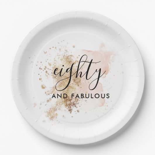 80エレガント歳と素晴らしい女性80誕生日 ペーパープレート (正面)
