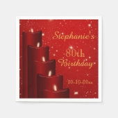 80エレガント番目の誕生日ろうそく スタンダードカクテルナプキン (正面)