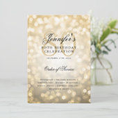80エレガント番目の誕生日プログラム金ゴールド《写真》ぼけ味（メニュー付き） 招待状 (スタンド正面)