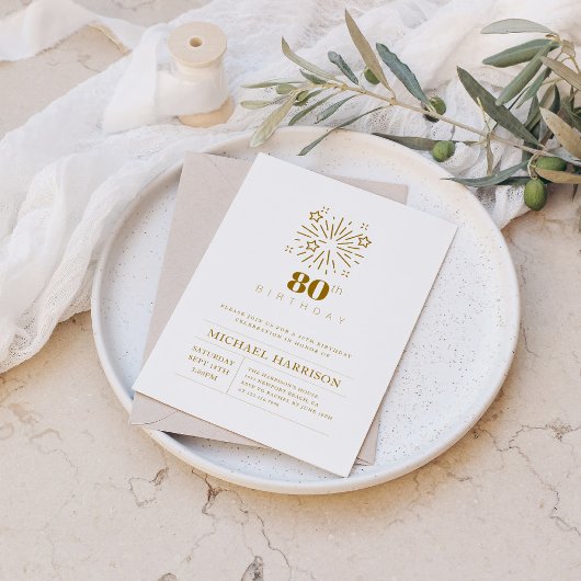80エレガント番目の誕生日招待状任意の年齢 招待状