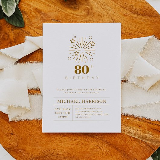 80エレガント番目の誕生日招待状任意の年齢 招待状