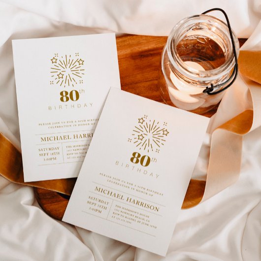 80エレガント番目の誕生日招待状任意の年齢 招待状