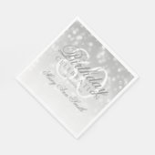 80エレガント誕生日シルバー《写真》ぼけ味キラライト スタンダードランチョンナプキン (角)