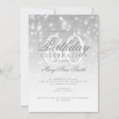 80エレガント誕生日シルバー《写真》ぼけ味キラライト 招待状 (正面)