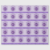 80エレガント誕生日パープルグリッター付ストライプき ラッピングペーパー (フラット)