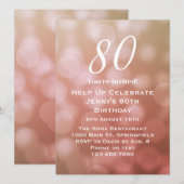 80エレガント誕生日ピンク《写真》ぼけ味 招待状 (正面/裏面)