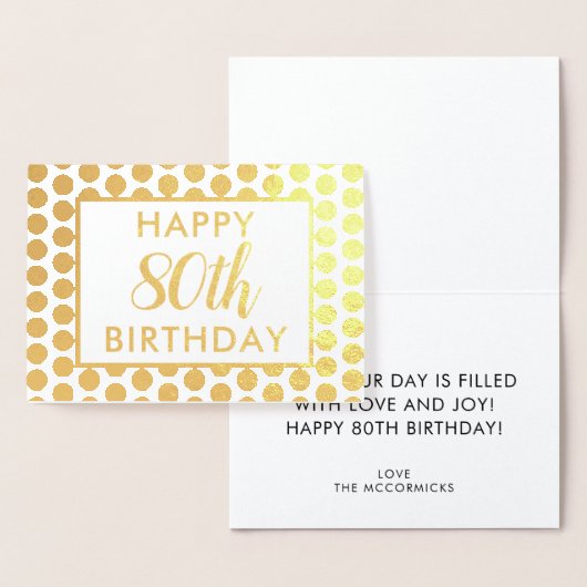 80エレガント誕生日ブラック金ゴールドドットカスタム 箔カード (ディスプレー)