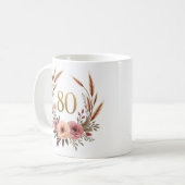 80エレガント誕生日マグカップおばあちゃん – ボホシック コーヒーマグカップ (正面左)