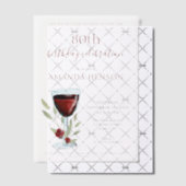 80エレガント誕生日レッドワインサプライズ誕生日 ベラム紙招待状 (オフセット (招待状))