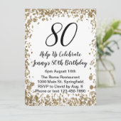 80エレガント誕生日招待状金ゴールド 招待状 (スタンド正面)